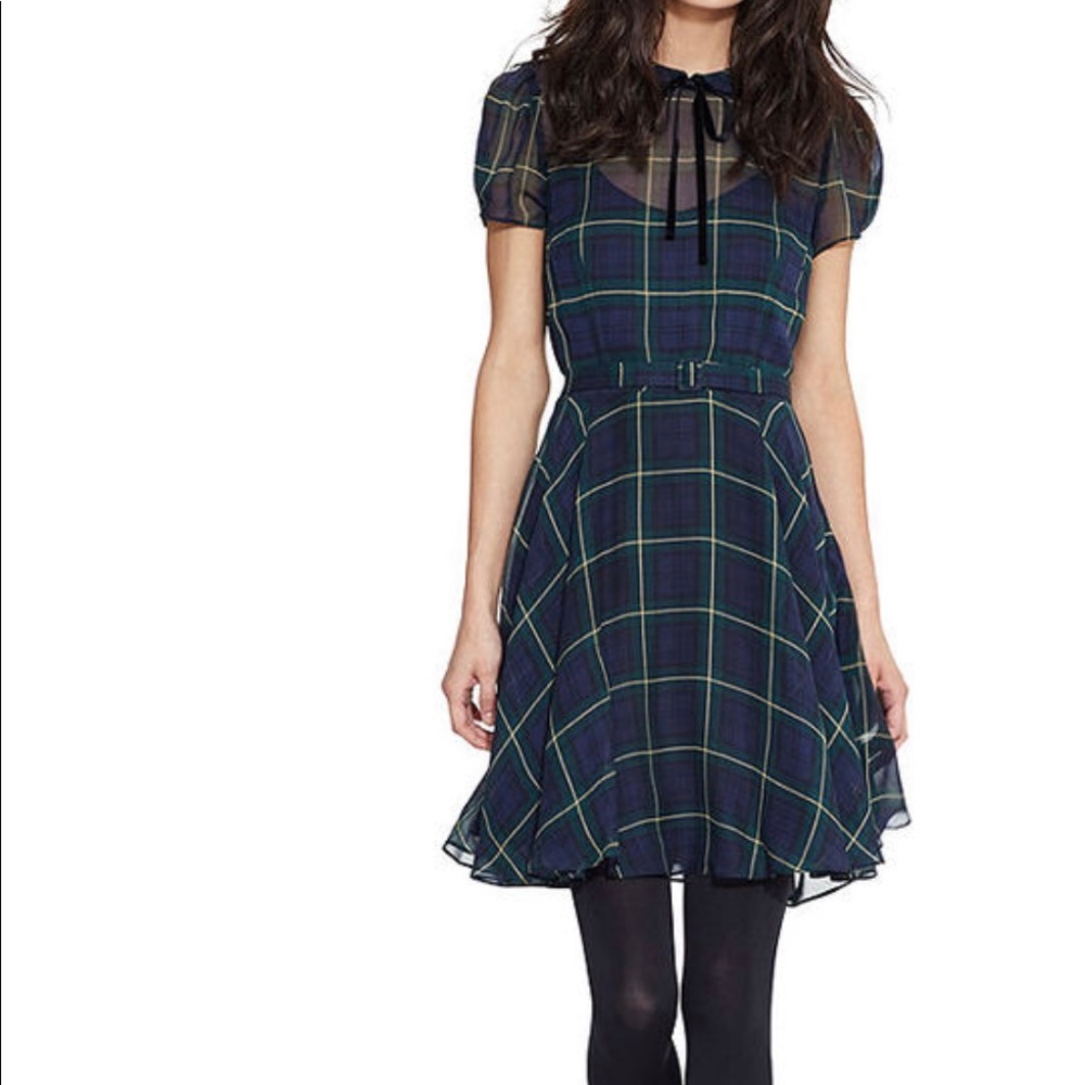 Ralph Lauren Silk Plaid Fall Midi-Dress